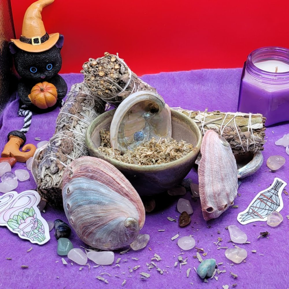 Lavender, Blue, Yerba Santa Sage & Shell Set